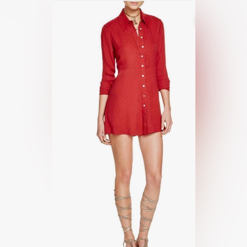 Free People Women's This Town Red Long Sleeves